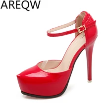 AREQW Die Sommer 2017 Neue Europäische und Amerikanische Lackleder Hohl Sandalen Wies Wasserdichte High Heels