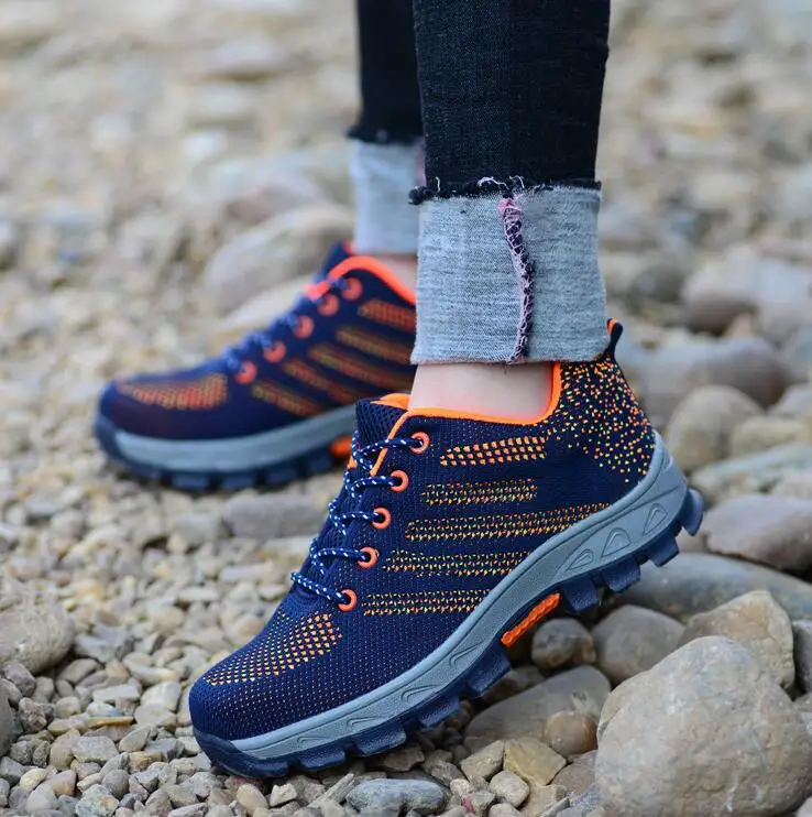 Fine Zero мужские кроссовки со стальным носком Защитная обувь Горные дышащие уличные походные ботинки защита от проколов обувь - Цвет: blue orange