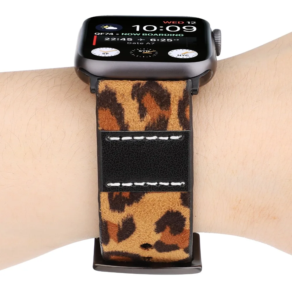 Леопардовый напечатанный ремешок для apple watch band series 4 3 2 1 Замена поводок собаки для apple iwatch 38 мм 40 мм 42 мм 44 мм