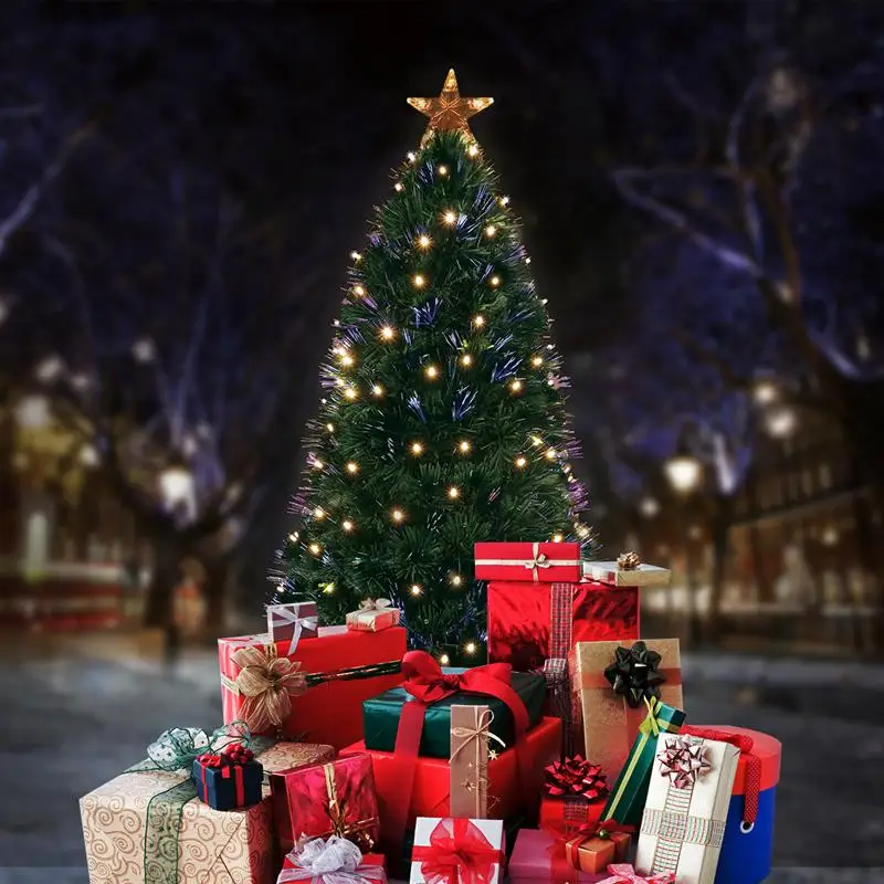59 дюймов многоцветная волоконно-оптическая Рождественская елка с подставкой Домашняя вечеринка Xmas декорация Рождественский подарок(вилка Великобритании