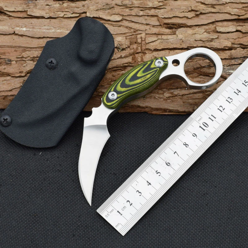 60HRC D2 Steel Knife Karambit Japan Fixed Blade Knife Micarta Handle