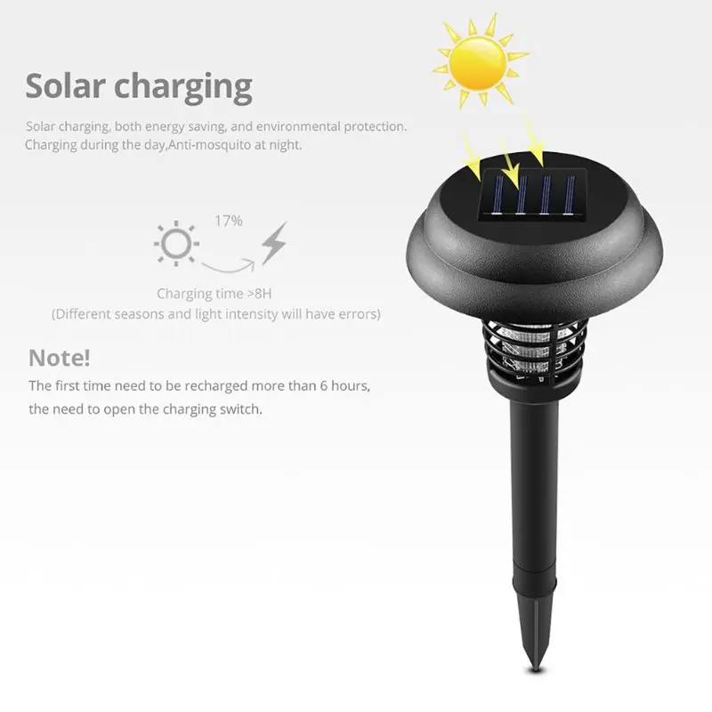 

LED Mosquito Killer Lamp Solar-Powered Light Bug Zapper Insect Trap Waterproof Pest Control For Outfoor Yard Lawn