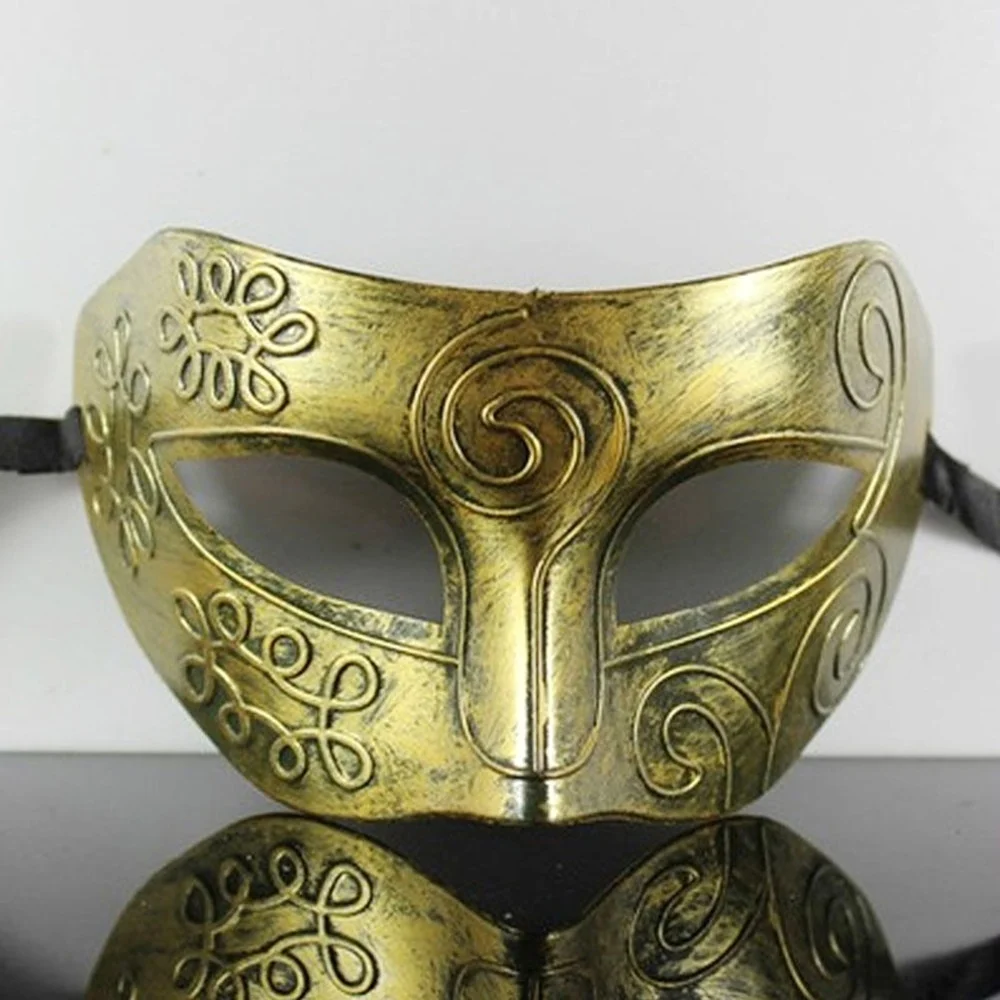 Для мужчин мальчиков ретро Стиль маски Пластик маскарад маска вечерние маска узор резные Греция Рим бойцы символ маска 2 цвета 20x9,2 см - Цвет: Antique Bronze