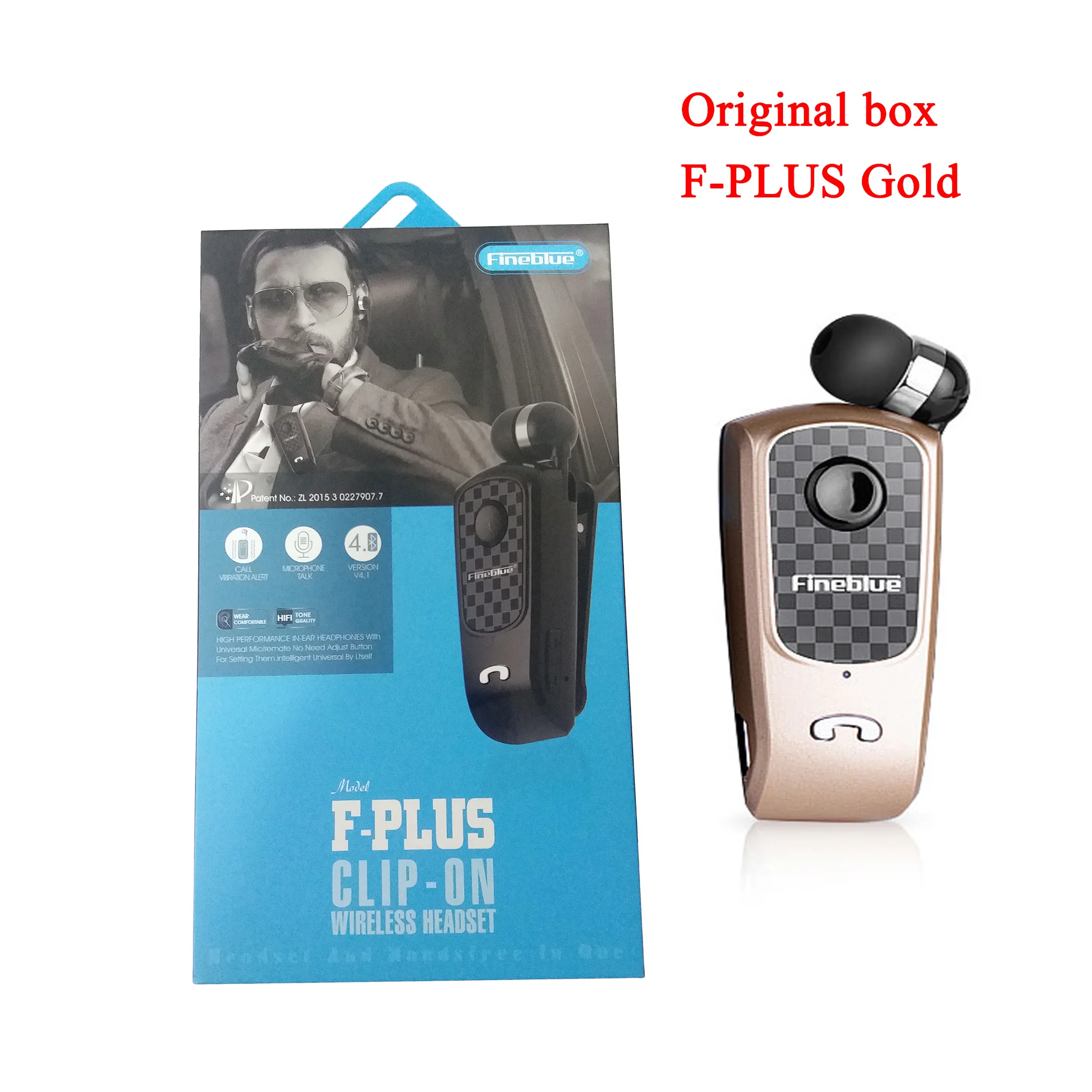 Fineblue F PLUS мини беспроводной клип на Bluetooth V4.0 гарнитура наушники Hands-free - Цвет: Gold Retail box