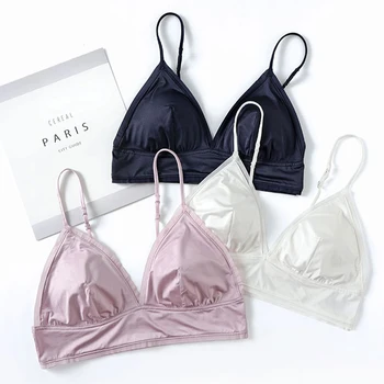 

Wriufred Ultra-thin Smooth Underwear Women Wire Free Comfortable Bralette Triangle Cup Bra Breathable Bras for Sleepwear