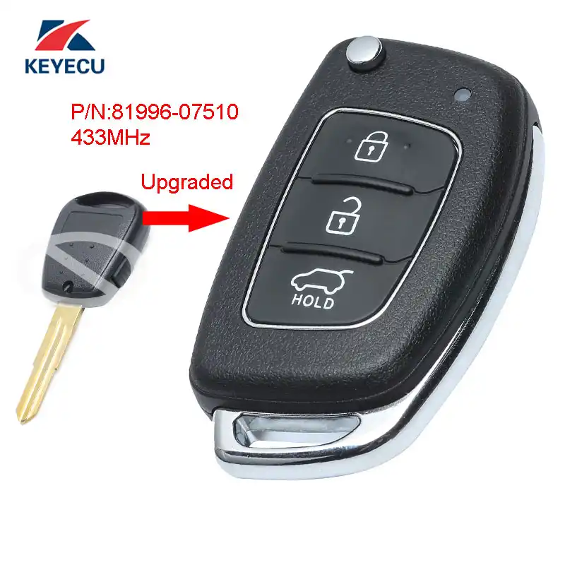 Keyecu Upgraded Flip Remote Car Key Fob Side 1 Button 433MHz ID46 for KIA Picanto 2007-2009 P//N 81996-07510