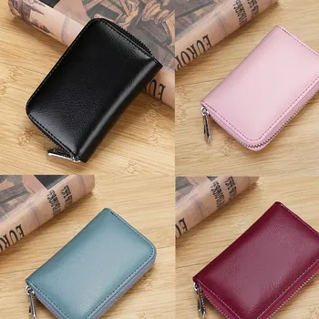 

Leather Zip Card Package 9 Cards Slots Organ Change Coins Holder Multi-function Wallet