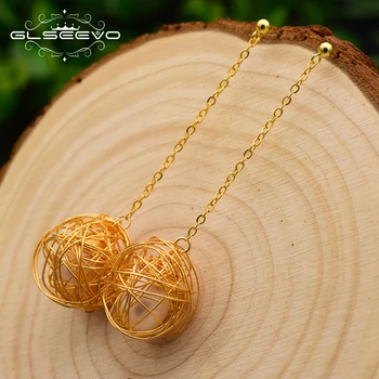 

GLSEEVO Handmade Fresh Water Pearl Drop Earrings Long For Women Wedding Gifts Geometric Silver Jewellery Minimalism GE0507
