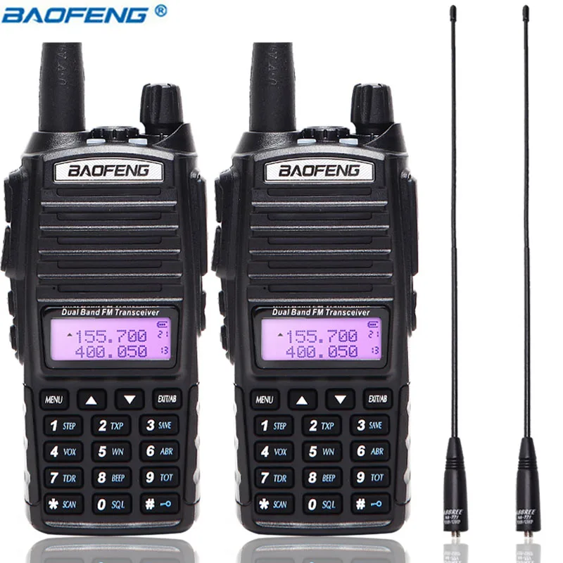 

2Pcs/set BaoFeng UV-82 Portable Walkie Talkie UV82 Dual Band 2 PTT UV 82 Two way Ham CB Radio Transceiver+Long Soft Antenna 771