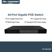 24 коммутатор gigabit PoE 240 V 250 W Ethernet 8 K mac-адресов интеллектуальная сеть кабель питания 24 Ethernet RJ45 Порты
