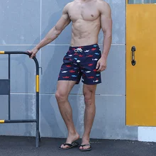 Мужские пляжные шорты с принтом, мужские плавки для серфинга с подкладкой, шорты четыре четверти, летняя пляжная одежда для купания, мужские плавки