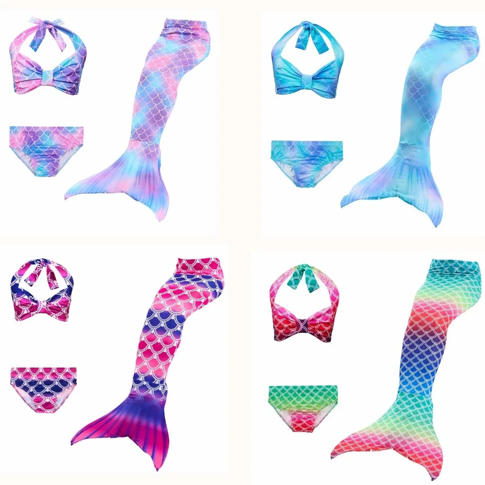 

Ariel Cosplay Kids Swimwear Swimsuit Girls swimmable Bathing Suit Swimming Little Mermaid Tails without Monofin Costume Children