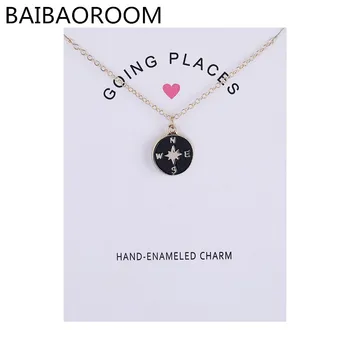 

12pcs Fashion Jewelry Going Places Glaze Compass Necklace Pendant For Women