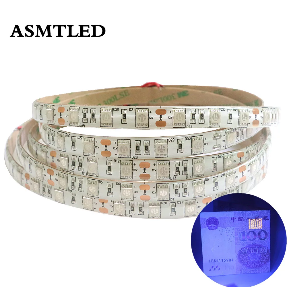 УФ светодиодная лента светильник 5050 SMD 60 светодиодов/м 395 405нм Ультрафиолетовый