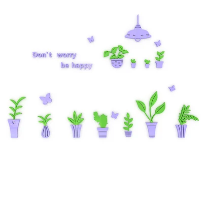 G style Цветочные горшки 3D стерео ТВ Фоновые наклейки на стену - Цвет: G style