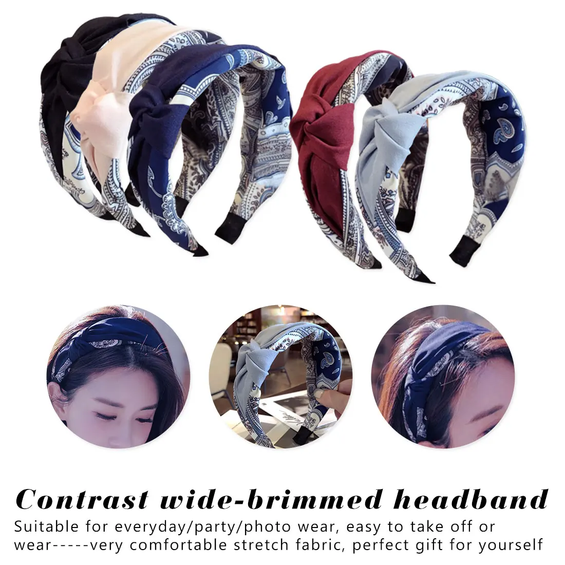 

New 2019 Women Fashion Headband Twist Hair Band Ladies Retro Bow Tie Hairband Girls Elastic Sweet style Head wrap