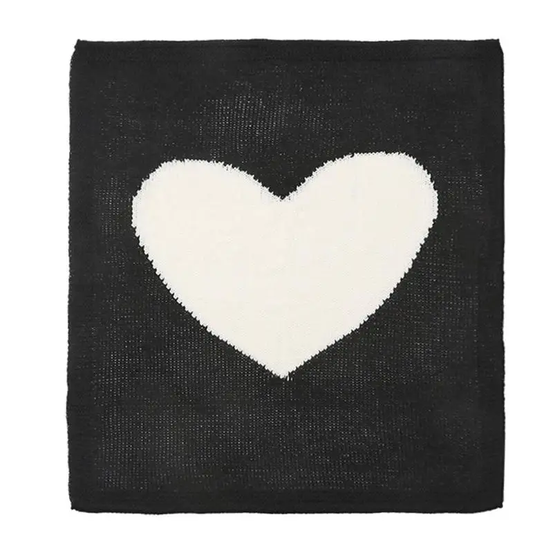 Детское одеяло в форме сердца для пеленания, s постельные принадлежности, одеяло, игровой коврик для детской коляски, детское одеяло, Вязаное детское вязаное одеяло - Цвет: Черный