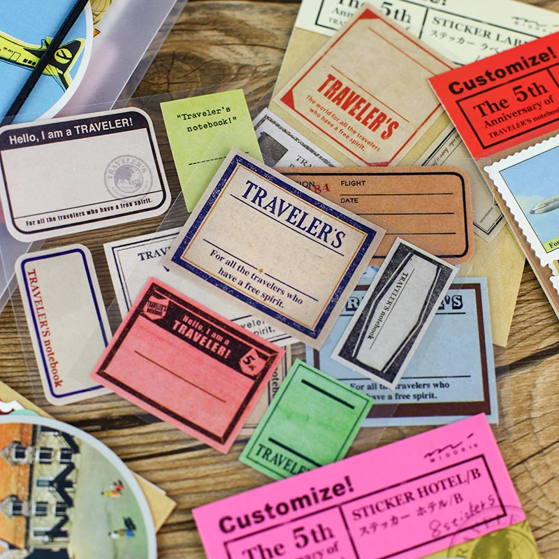 Japan Vintage Stamp Stickers Retro Stamps Custom Label Handmade Sticker For Midori Travelers Notebook Diary Stationery Stickers