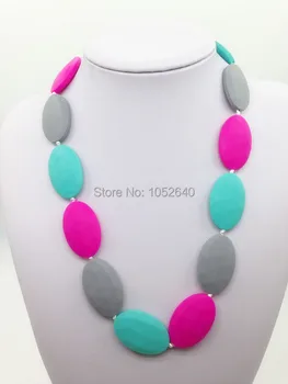 

bpa Silicone baby Teething Necklace Silicone pendant necklace for Kids multi color Silicone chew Necklace wholesale