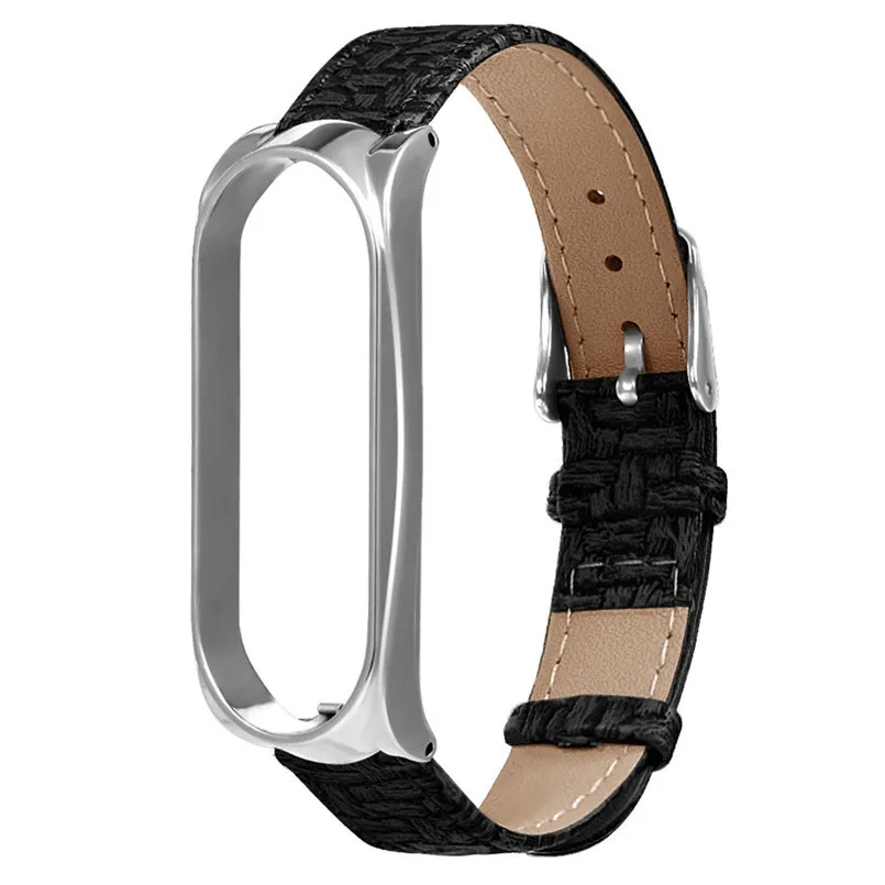 Watch Band For Xiaomi Mi Band 3 Woven Pattern Replacement Wrist Strap Leather Wristband For Xiaomi Mi Band 3 Watch 3B09 (6)