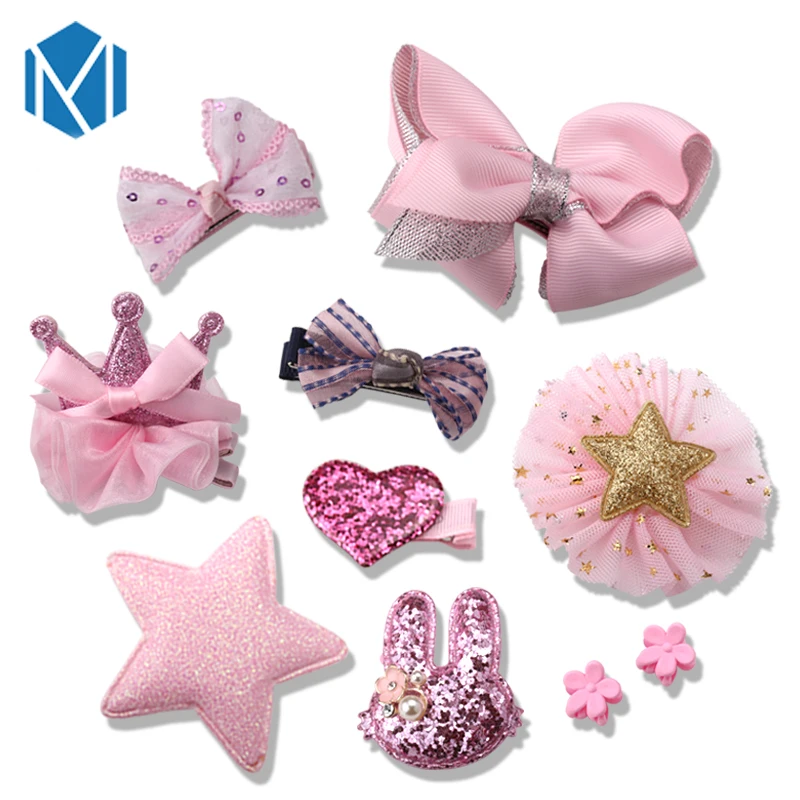 

M MISM 1 set=10pcs Sweet Hairpins Girls Hair Accessories Colorful Barrettes Child Infants Headwear Set Bow Hair clip Headdress