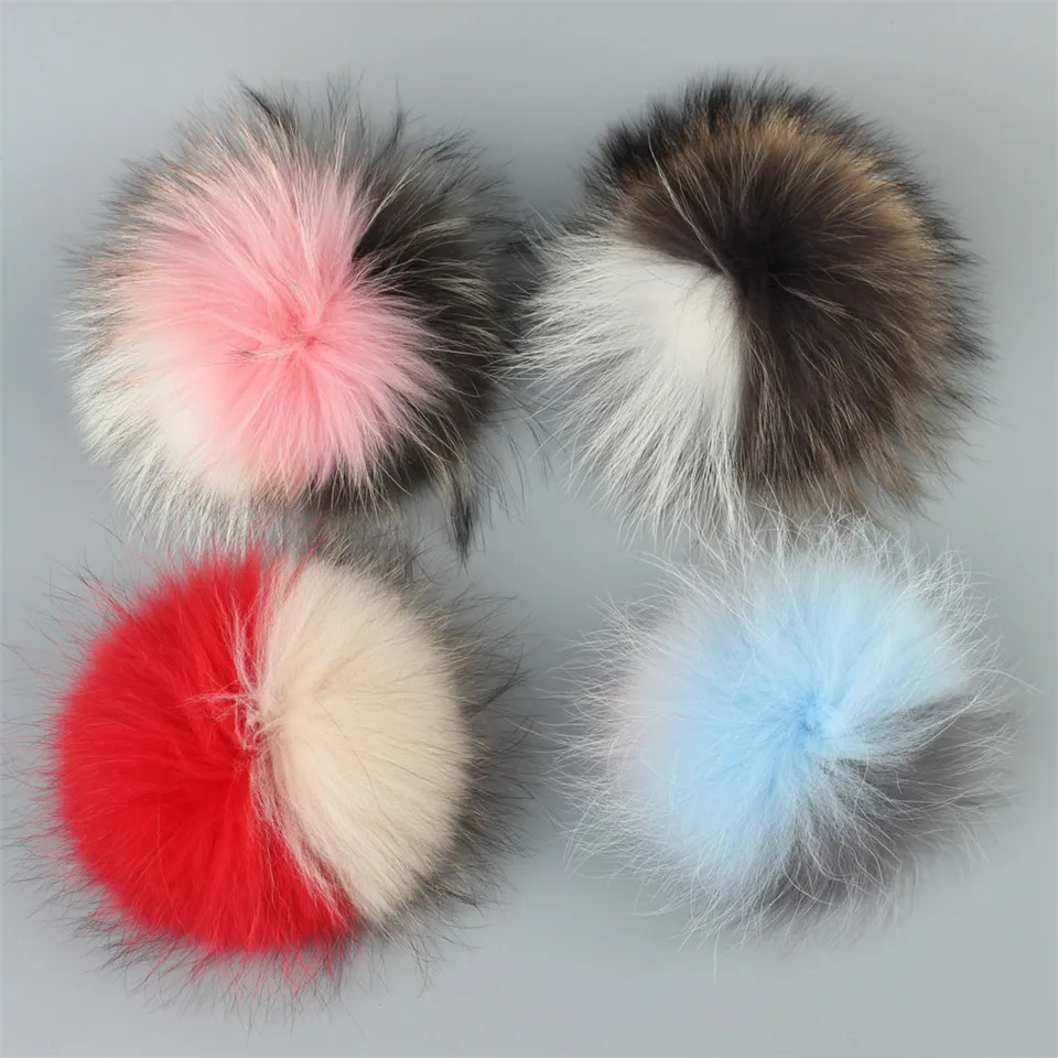 Очаровательная древесина 1 шт. 15 см натуральный помпон из меха енота многоцветный лоскутный помпон для зимних шапок аксессуары для шарфа