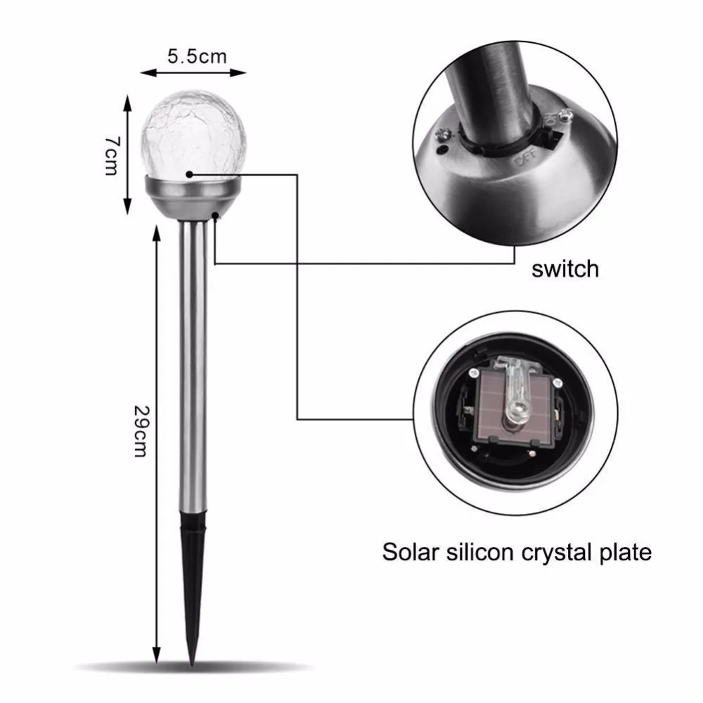 Chiclits 4PCS LED Solar Energy Lamp of Stainless steel outdoor Color Changing Garden Lights Footpath Gardens Lawn Night Lights (21)