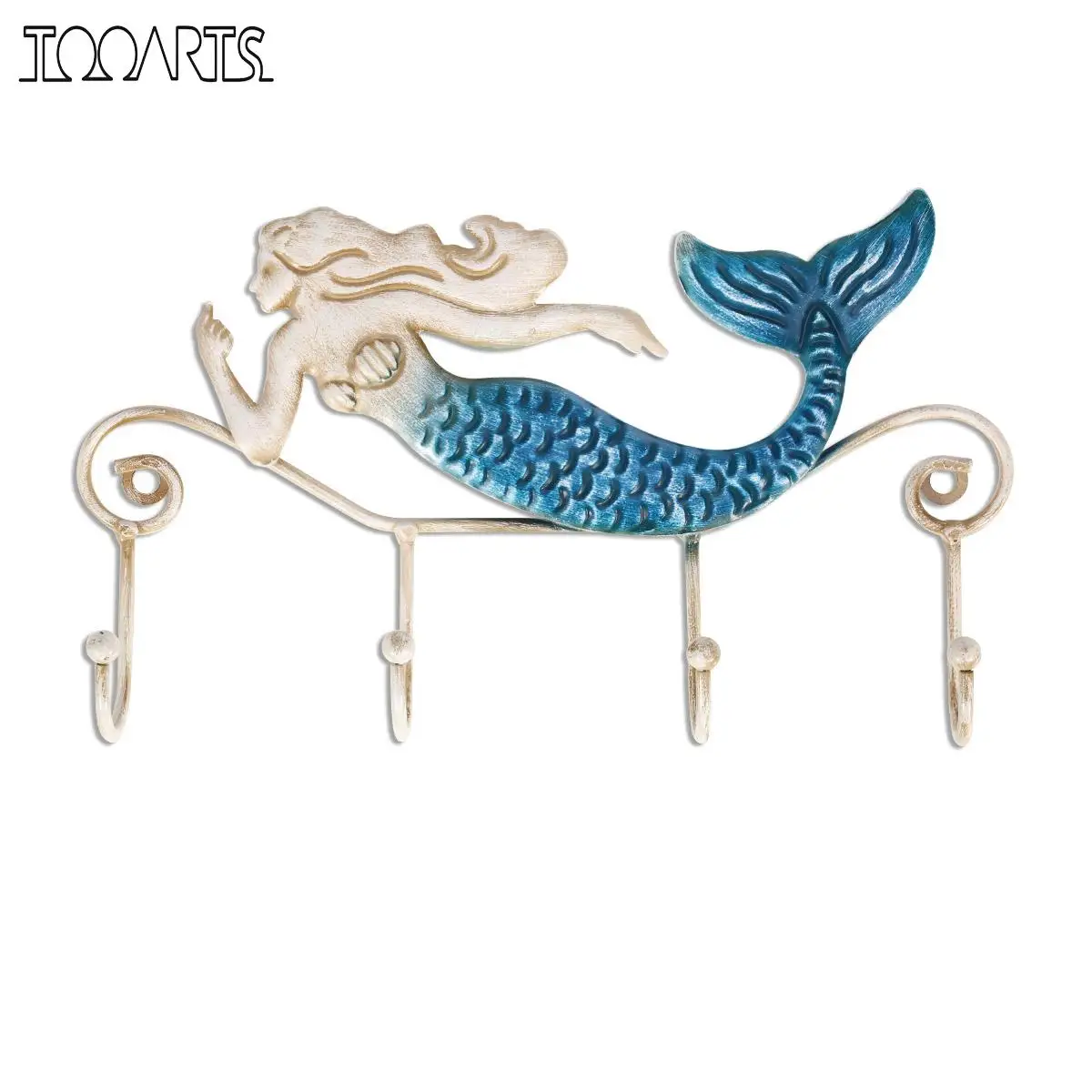 

Tooarts Iron Mermaid Figurines Crafts Wall Hanger Hook Wall Mount Coats Towels Bags Key Rack Holder for Bathroom Metal Sculpture