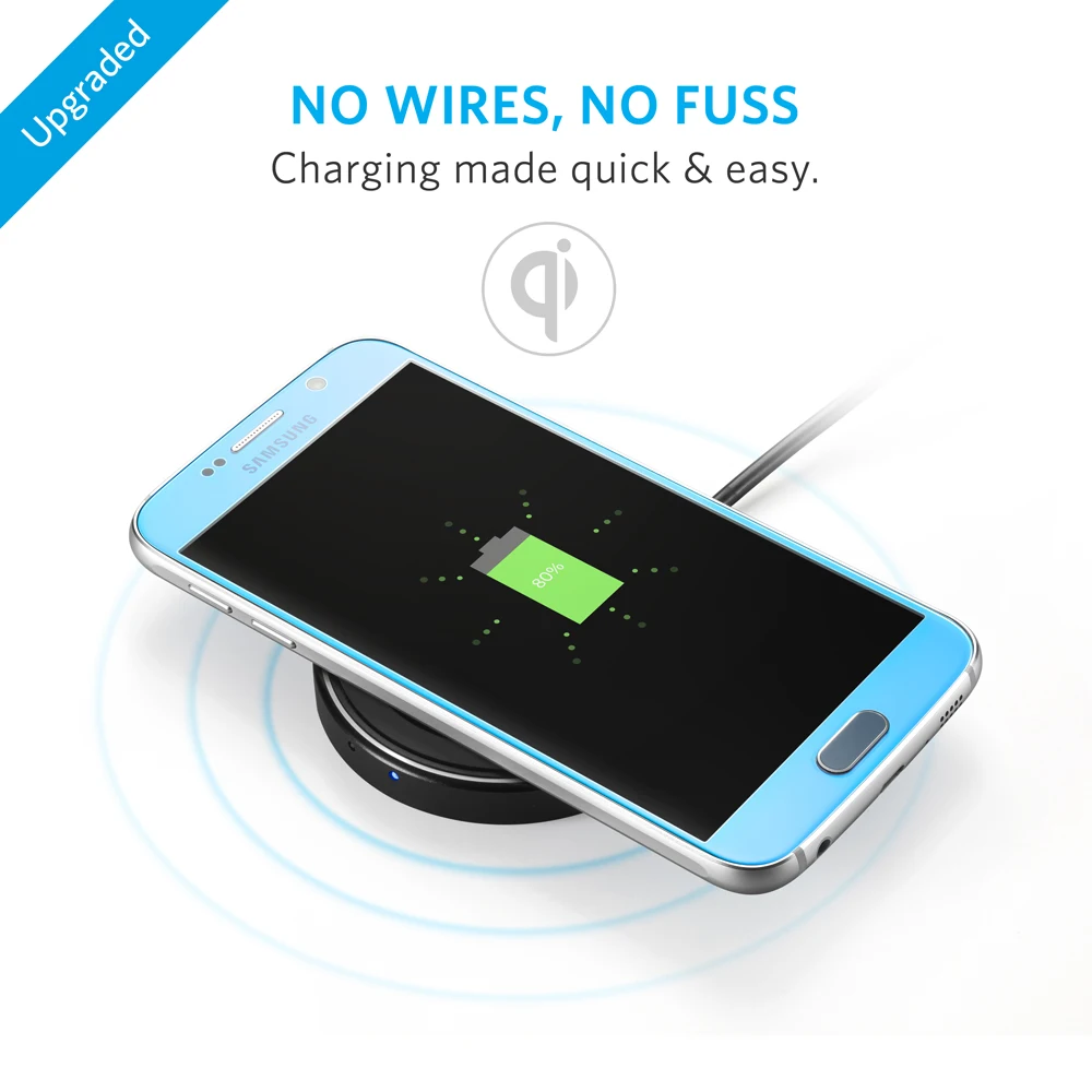 Anker Беспроводное зарядное устройство PowerPort Qi беспроводной зарядный коврик для iPhone XS/XS Max/XR/X/8/8 Plus, Galaxy Note 5/S9/S8/S7/S6 другие