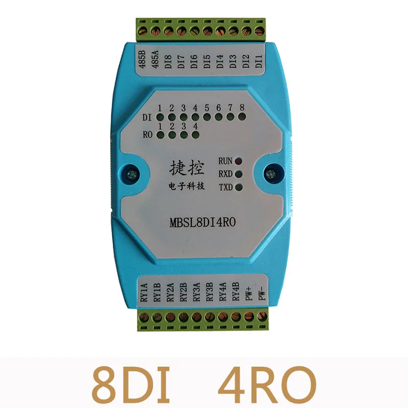 

2pcs/lot 8DI4RO Remote IO data acquisition module 8 road digital input 4 road relay isolated output module MODBUS RS485