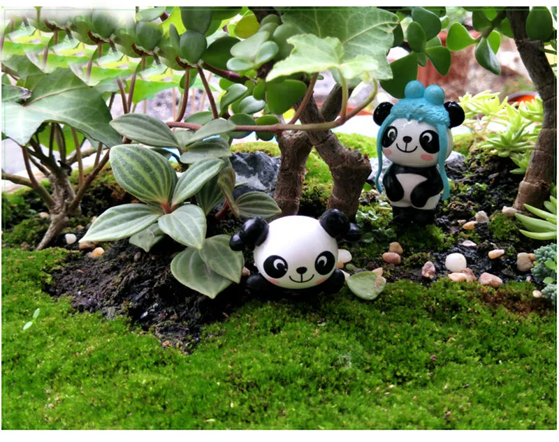 8pc Cute Artificial Giant Panda Figurines Miniatures Mini DIY Ornament Fairy Ggarden Gnome Resin Home Decorations For Flower Pot2