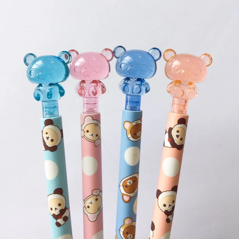 

W39 4X Cute Kawaii Rilakkuma Crystal Press Mechanical Pencil Writing School Office Supply Student Stationery Automatic Pencil