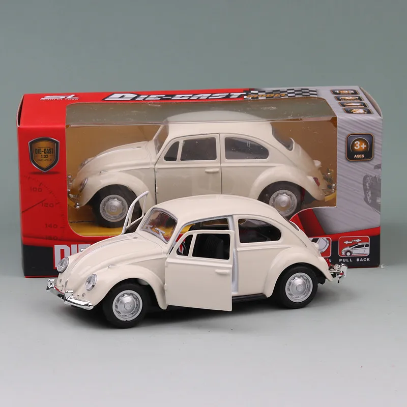 1/36 VW Beetle классический брелок для автомобильных ключей, модели имитационная модель тянуть обратно металлические игрушки модель автомобиля для украшение торта, выпечки игрушка для подарков - Цвет: white-with-box