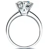 Solid 18K 750 White Gold 2 Carat Six Prongs Round Excellent Woman Engagement Ring Bright Forever AU585 Gold Jewelry 2