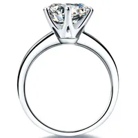 Solid 18K 750 White Gold 2 Carat Six Prongs Round Excellent Woman Engagement Ring Bright Forever AU585 Gold Jewelry 2