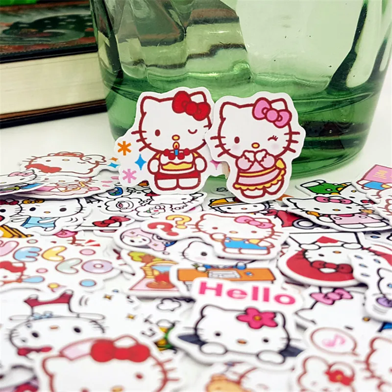 

50 Pcs Cartoon fancy cat Stickers Student supplies DIY Sticker Waterproof Graffiti Sticker For Laptop book Luggage kids Toys