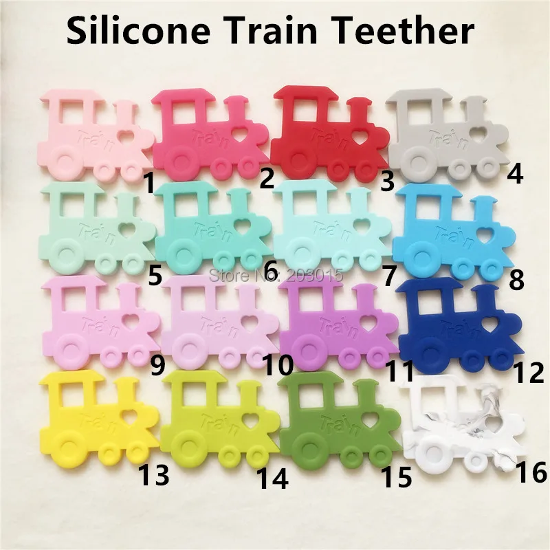

Chenkai 5PCS BPA Free DIY Silicone Train Teether Pendant Nursing Baby Shower Pacifier Dummy Teething Sensory Toy Accessories