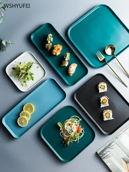 

Direct selling Nordic square ceramic plate small fresh home kitchen storage decorative flat plate steak dessert breakfast plate