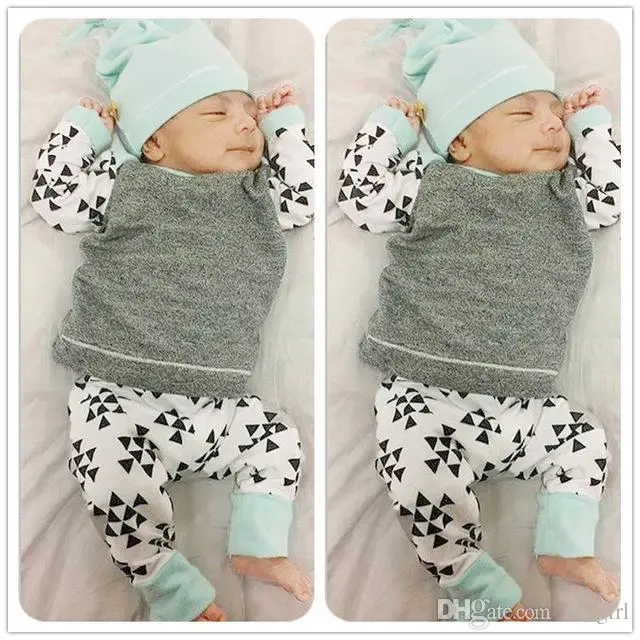 Christmas Baby Clothes 3PCS Sets INS Newborn Kids unisex Long Sleeve T shirt + Pants With Hat outfit |
