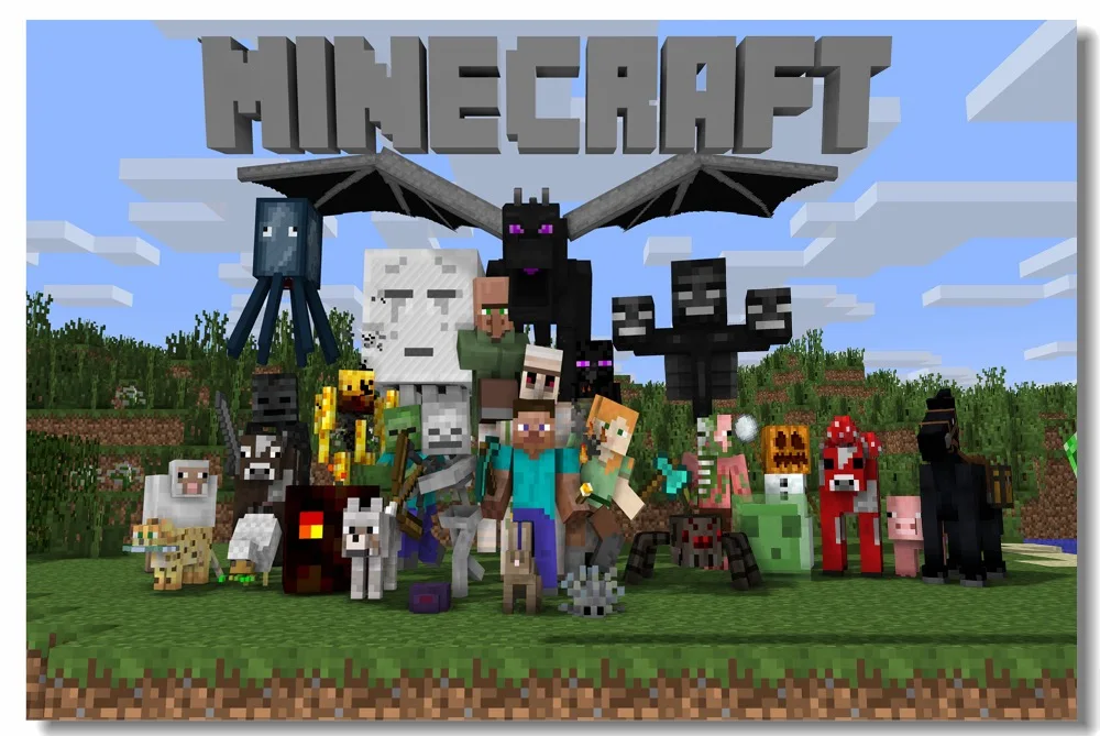Custom Canvas Wall Mural Minecraft Poster Minecraft Wall Stickers
