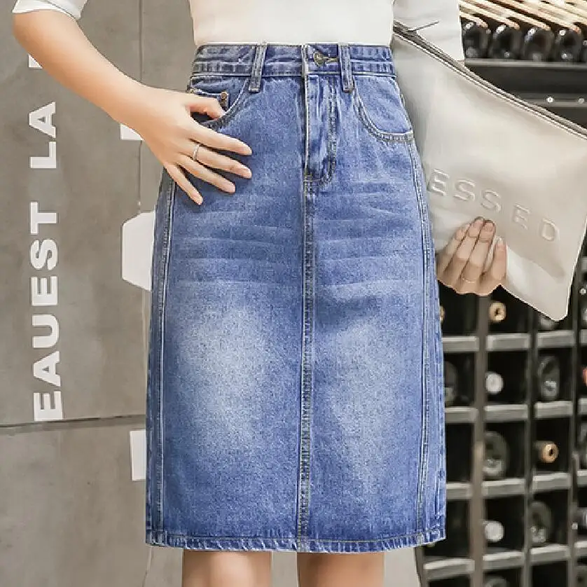 Женские летние юбки размера плюс джинсовая юбка кэжуал женские джинсовые юбки карандаш