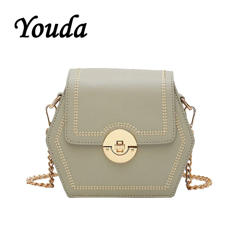 Youda New Female Fashion Solid Color Tote Retro Chain Simple Shoulder Bag Original Classic Sweet Portable Messenger Bags | Багаж и сумки