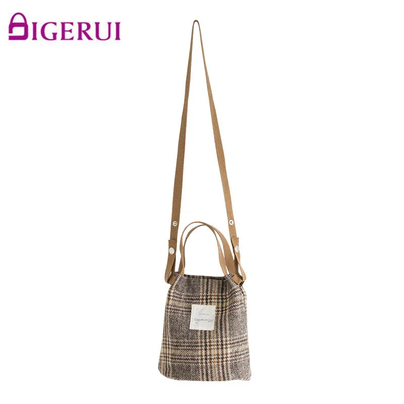 

Female Bag Diagonal Across The British Plaid Retro Lazy Wind Woolen Bag Female Wild Handbag Bag