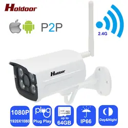 Wi-Fi IP Камера 1080 P HD Поддержка Micro SD карты IP66 Водонепроницаемый видеонаблюдения Беспроводной Камара P2P Открытый инфракрасный ИК сети Cam