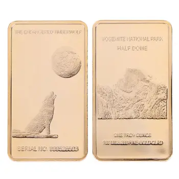 

Commemorative Coin Animal Wolf Golden Rectangle Collection Arts Gifts Souvenir