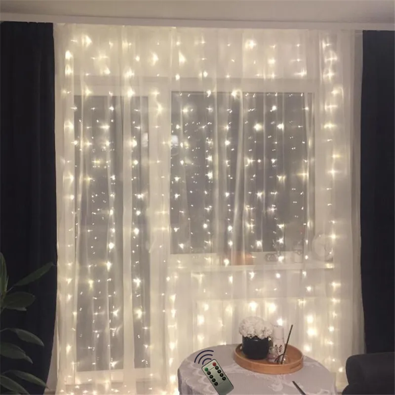 

2*2 180LED Icicle Fairy String Light Christmas LED Garland Wedding Party Fairy Lights Remote control Curtain Garden Patio Decor