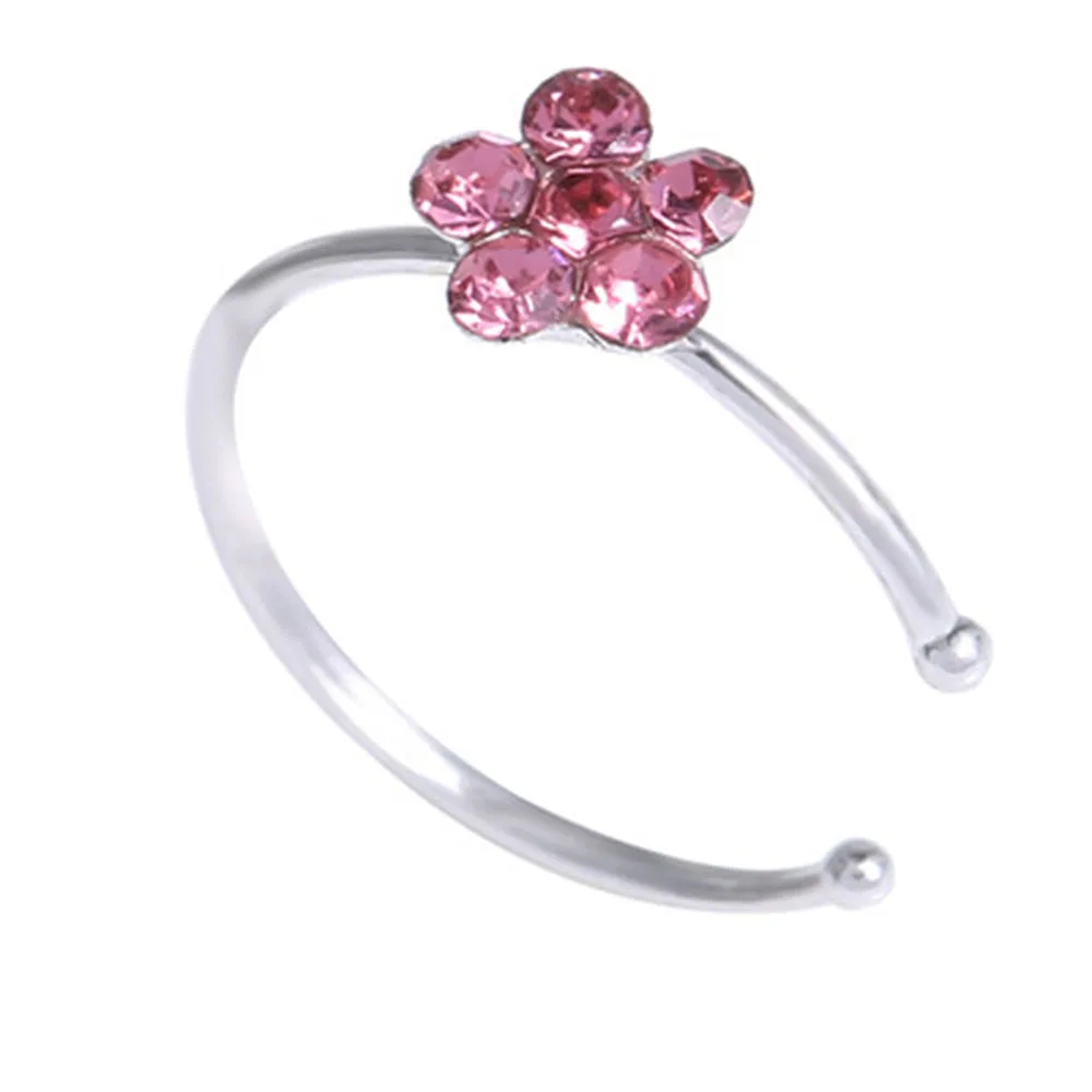 

1Pc Rhinestone Nose Stud Hoop Sparkly Nose Ring Body Piercing Unisex Plum Flower For Women Piercing Body Clip Jewelry Gift