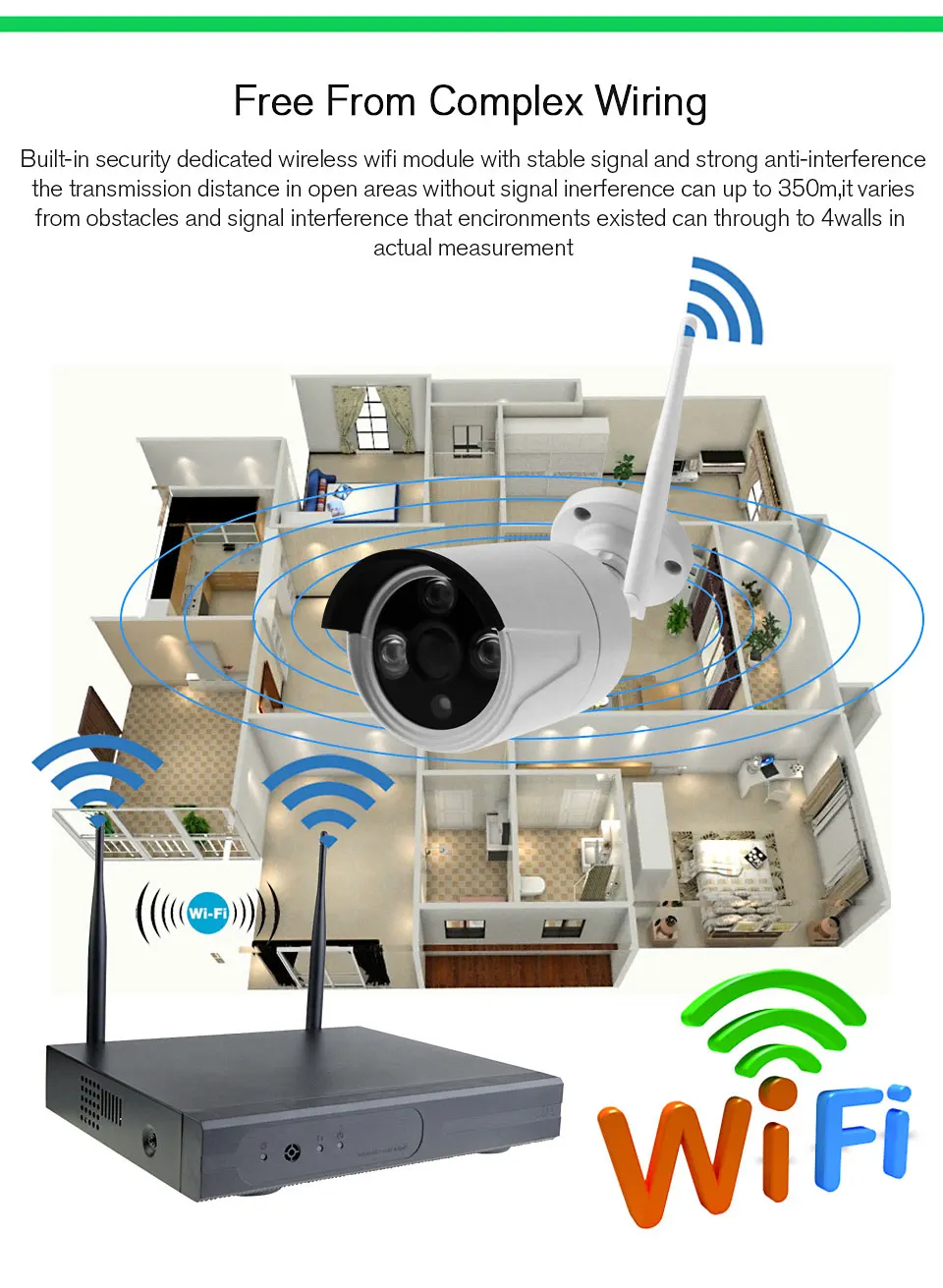 4CH wifi CCTV система Беспроводной NVR комплект 2 шт 960P HD IP камера 1.3MP наружная Водонепроницаемая домашняя система видеонаблюдения