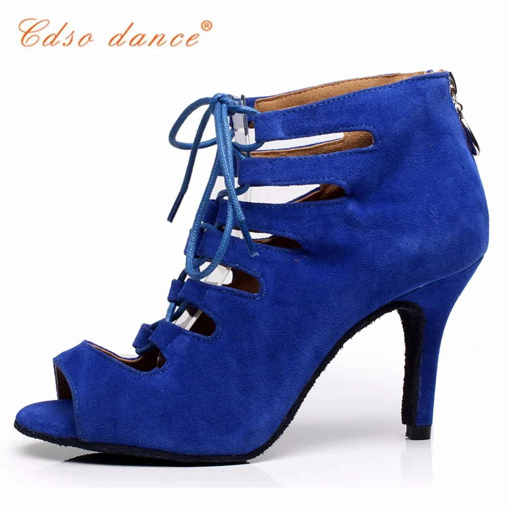 Cdso dance brand shoes 10312 Red /blue suede salsa shoe,Women's Satin Latin /Ballroom Dance Shoes