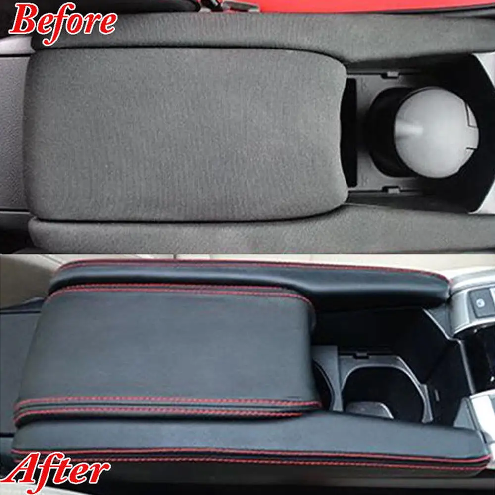 3PCS Pu Leather Center Armrest Box Case Cover Trim For Honda Civic 10th 16~ Civic Car Armrest Box With Glue Tools